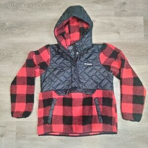 Columbia Sweet View Fleece Pullover Red & Black Plaid Hooded